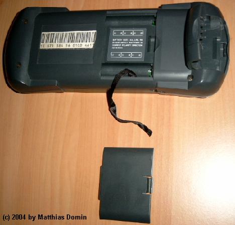 View at the back of a Lynx I with opened battery and cartridge bay